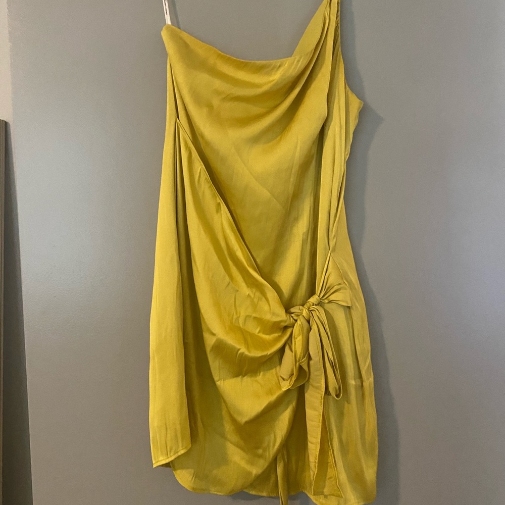 Yellow silk cocktail dress